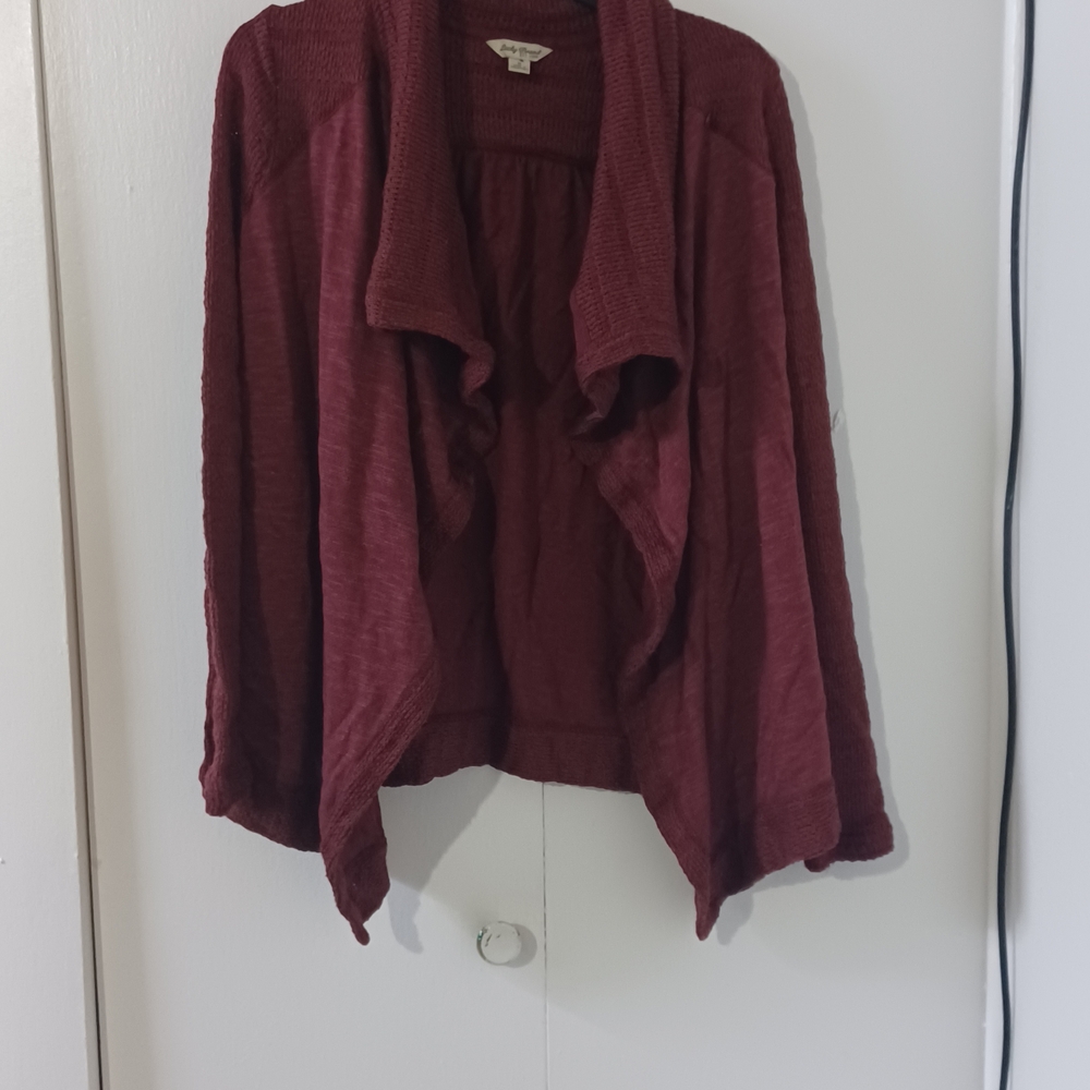Lucky Brand Maroon Open Front Cardigan